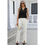 Sipaya Silk Satin Tank Tops for Women V Neck Summer Tops Sleeveless Camisole Business Casual Outfits Work Blouses