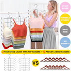 Metal Tank Top Hanger 2 Pack, Space Saving Bra Organizer With 24 Easy Access Hooks, 360° Swivel Closet Organizers And Storage, Apartment College Dorm Room Essentials, Small Space Organization Solution