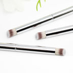 3PCS Nail Art Gradient Brushes - Silver Metal Handle, Soft Firm Bristles for Chrome/Mica Powder, Aura Nails & Eyelid Blending, No Shedding, Easy to Clean DIY Tool