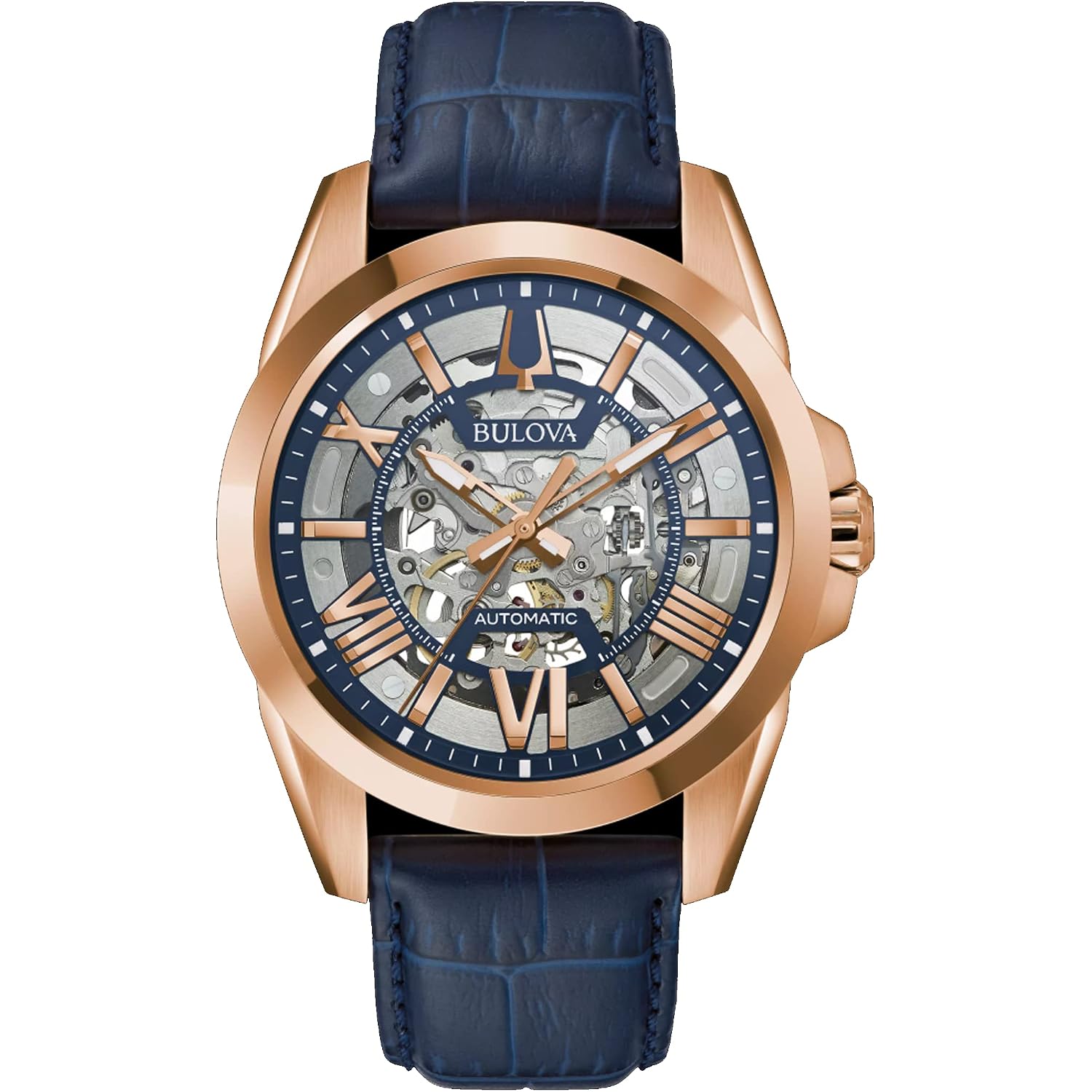 Bulova Men'S Classic Sutton 3-Hand 21-Jewel Automatic Watch, 42 Hour Power Reserve, Skeleton Dial, Luminous Hands, 100M Water Resistant, 43Mm