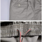 Mens Cotton Loose Drawstring Cargo Short With Full Elastic Waist