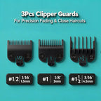 Clipper Guards Set Compatible with Most Wahl Clippers, Clipper Guides Replacement - 1/16" to 3/16", 3 Piece Set, Black Color