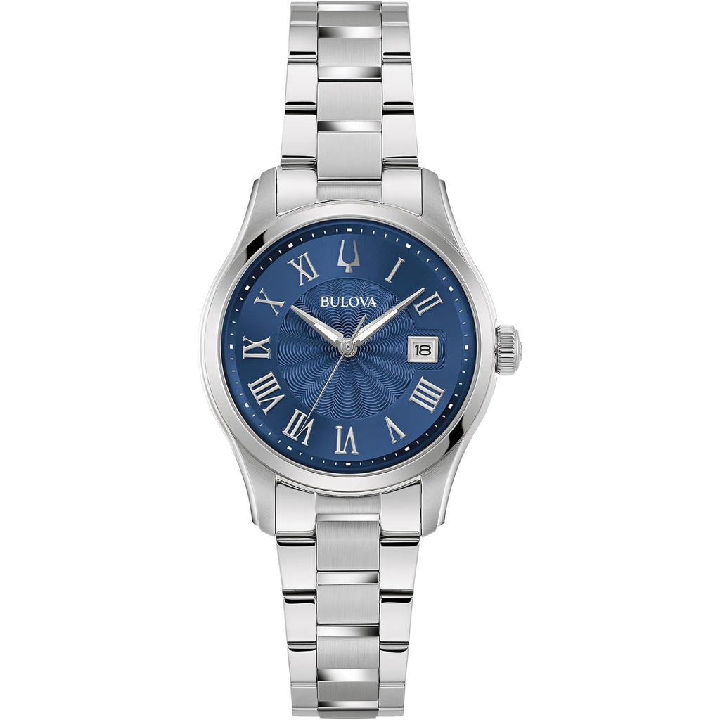 Bulova Ladies Classic Mini Wilton 3-Hand Quartz Silver Stainless Steel Watch, Day Date, 29Mm