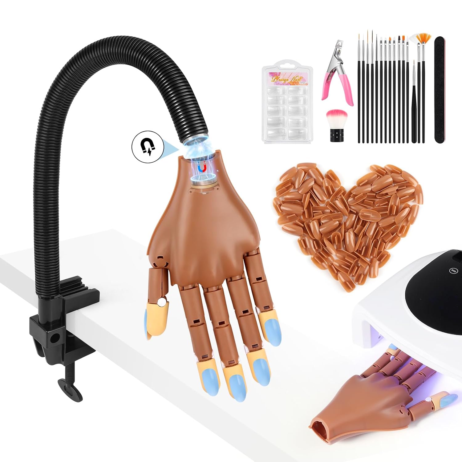 Practice Hand for Acrylic Nails: Detachable Magnetic Practice Hand for DIY Nail Art - Realistic Flexible Fake Hand Manicure Training Finger at Home for Beginners