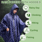 Hooded Rain Ponchos For Adult - Rain Coat And Rain Jacket With Waterproof Pocket And Zipper