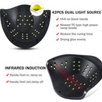 Sunrich UV Gel Nail Lamp 120W LED Nail Light Fast Dryer for Gel Polish Curing with 4 Timers Portable Handle Large Space Automatic Sensor (White)