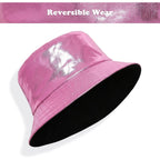 Fumwase Metallic Bucket-Hat Unisex Trendy Fisherman Sun Cap Packable Party Accessories Hats For Men Women