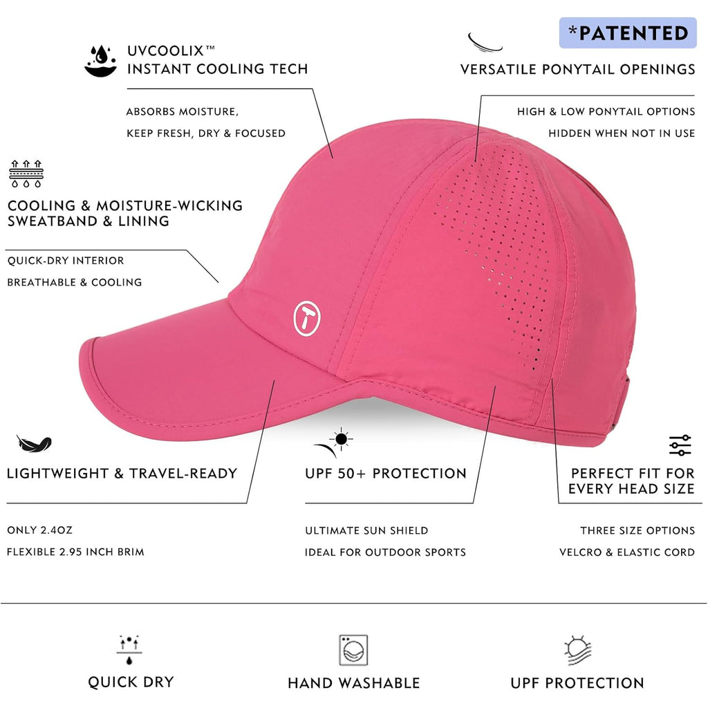 Top-Ex Chicpony™ Cooling Uv 50 High Ponytail Baseball Cap For Women - Breathable For Running Golf Sports