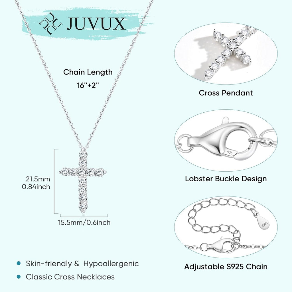925 Sterling Silver Cross Necklaces for Women 18K Gold Plated Cubic Zirconia Cross Pendant Necklace Easter Baptism Religious Jewelry Minimalist Gift