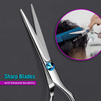 Stainless Steel Hair Cutting Scissors 6.5 Inch Hairdressing Razor Shears Professional Salon Barber Haircut Scissors, One Comb Included, Home Use For Man Woman Adults Kids Babies