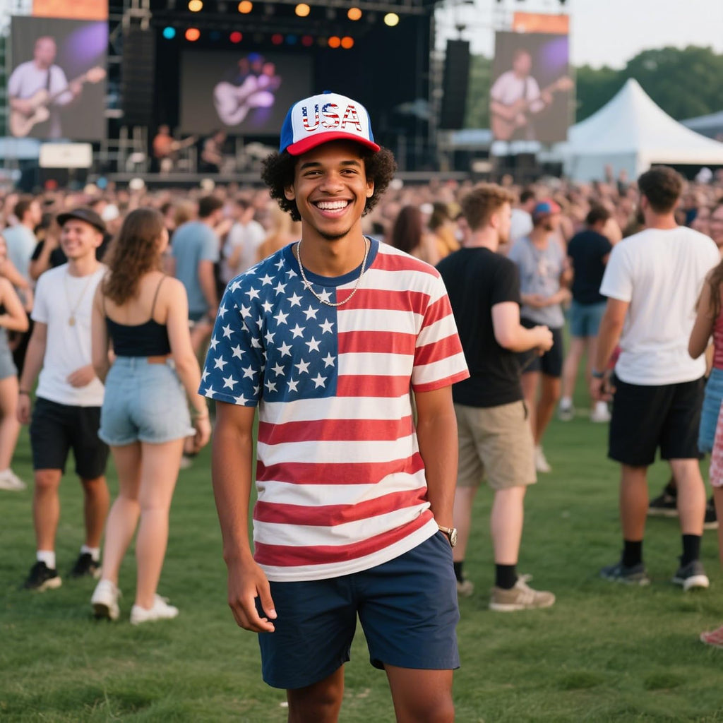 American Flag Trucker Hat USA Snapback Hat 4th of July Patriotic Hats for Men Women Red Blue White 2