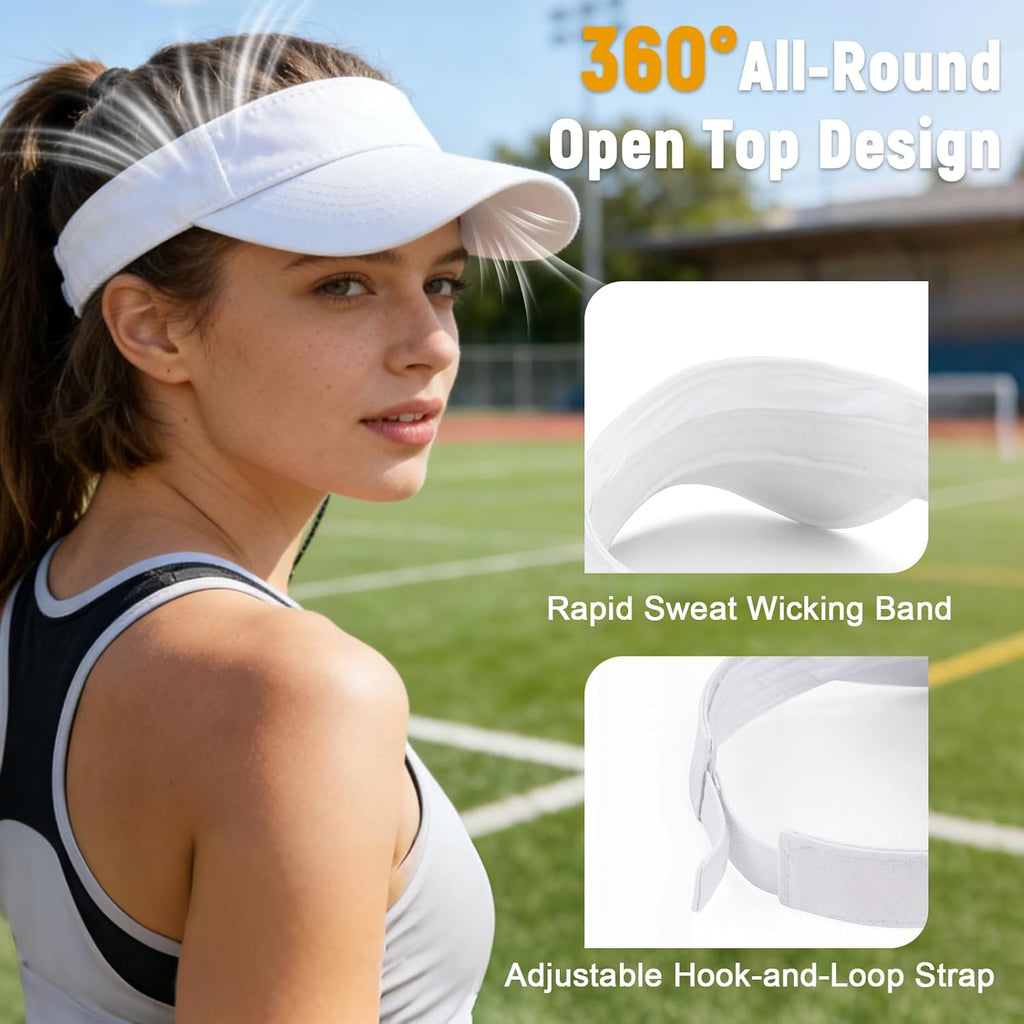 Structured Brim Quick-Dry Sun Visor Hat,Lightweight Sun Protection Sports Visor for Running Golf Tennis Women