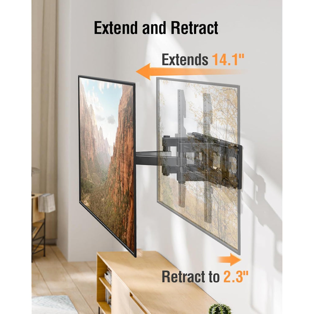 Econome Tv Wall Mount For Most 26-65 Inch Tvs, Full Motion Tv Mount Swivel And Tilt, Wall Mount Bracket Max Vesa 400X400Mm, Holds Up To 99 Lbs, Fits 12” 16" Wood Studs.
