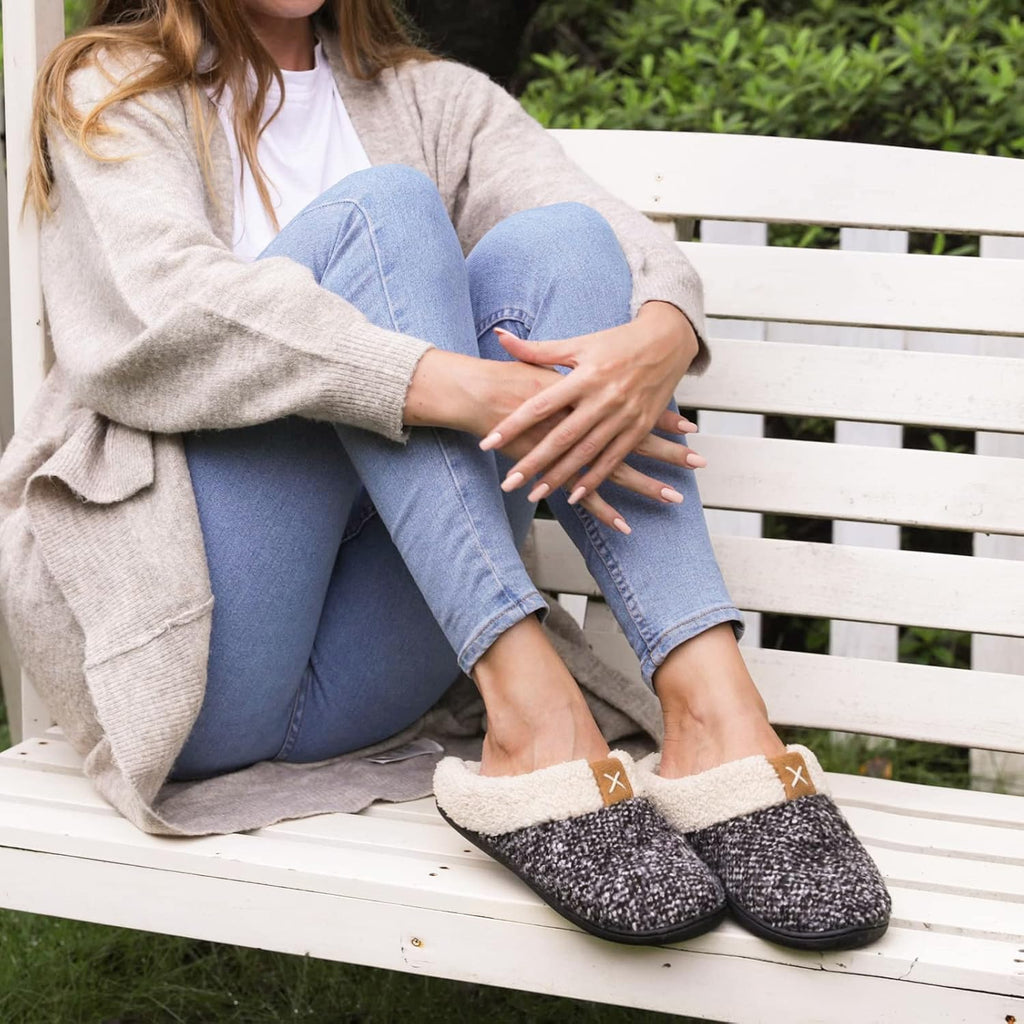Ultraideas Women'S Indoor Bedroom Slipper With Memory Foam, Gift For Women, Wool-Like House Shoe With Anti-Skid Rubber Sole For Ladies