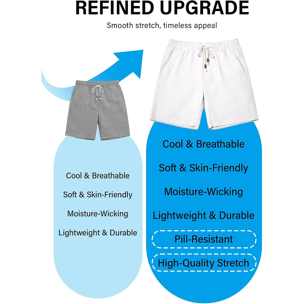 Comdecevis Men'S Linen Shorts With Comfort Stretch Casual Easy Shorts 7" Lightweight For Summer Beach