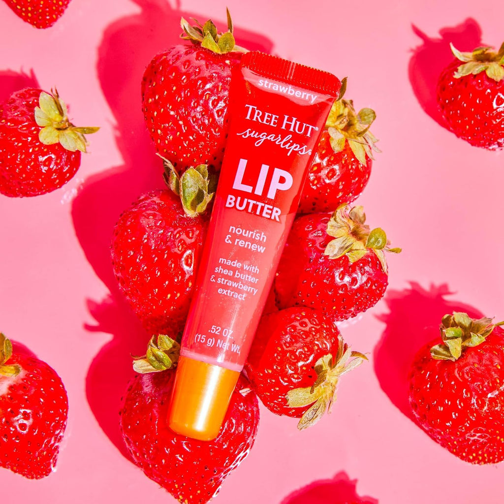 Tree Hut Strawberry Sugarlips Lip Butter, Hydrating Lip Care For Soft, Smooth & Nourished Lips, 0.52 Fl Oz