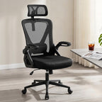 Mesh Office Chair With Adjustable Lumbar Support, Ergonomic High Back Desk Chair With Headrest, Swivel Rolling Computer Chair For Home Office (Black)