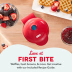 Dash Mini Waffle Maker- Mini Machine For Creative Homemade Treats - Nonstick Iron With Unique Print Design - Stylish Waffle Machine - Red Heart