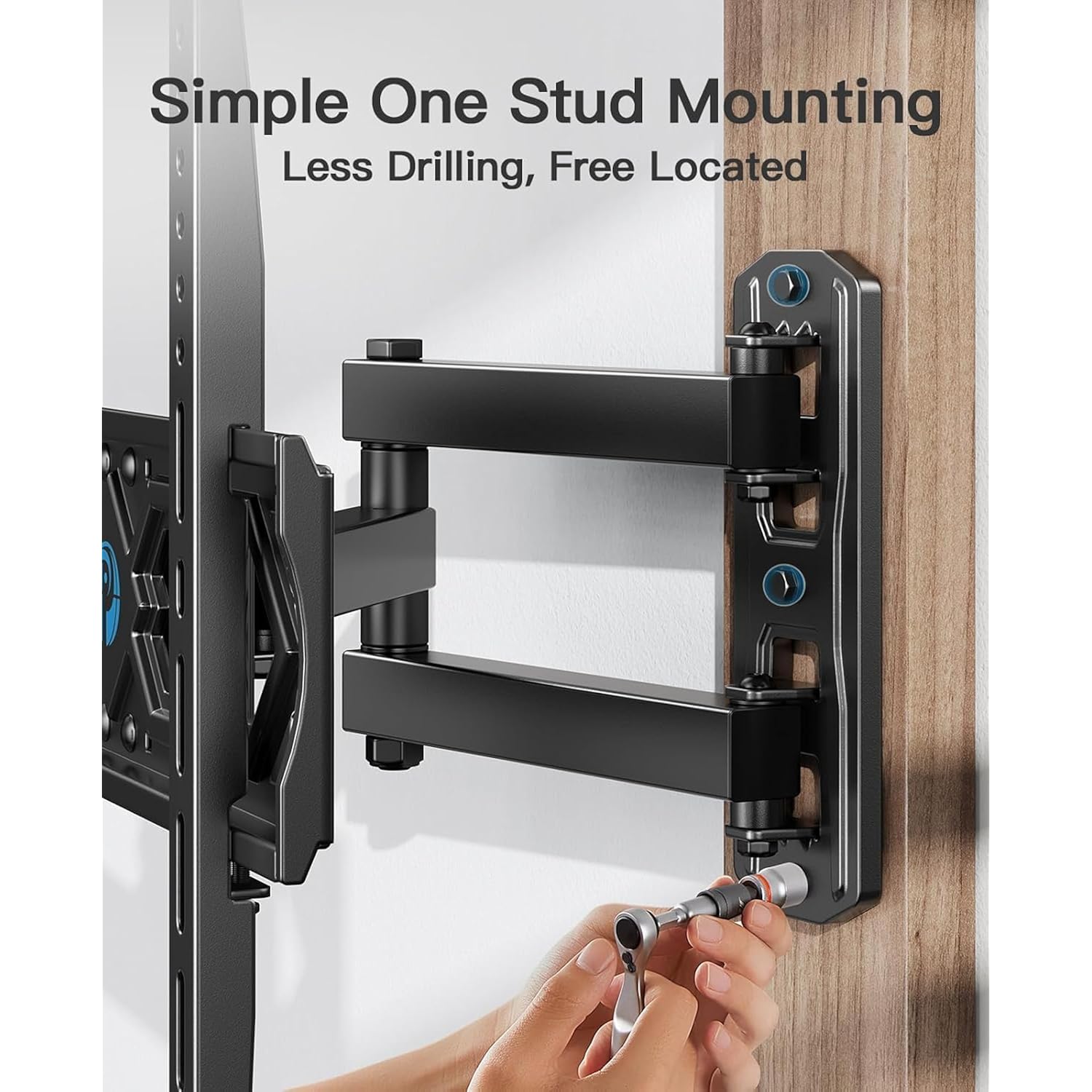 Pipishell Full Motion Tv Wall Mount For 26-65 Inch Flat Curved Tvs, Heavy Duty Single Articulating Arms, Corner Tv Mount Up To Vesa 400X400Mm And 77Lbs, Support Swivel, Tilt, Level Adjustment