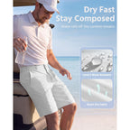 Wulcea Men'S Golf Shorts 9" Chino Stretch Fabric Elastic Waist Quick Dry Water Resistant Casual Dress Work With Phone Pocket