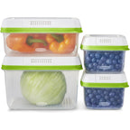 Rubbermaid Freshworks Produce Saver, Medium And Large Storage Containers, 8-Piece Set, Set Of 4, Med & Lg, Clear