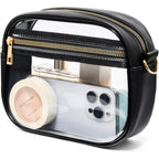 Fibrdoo Clear Bag Stadium Approved, Leather Clear Crossbody Purse Bag for Concerts Sports Events Festivals