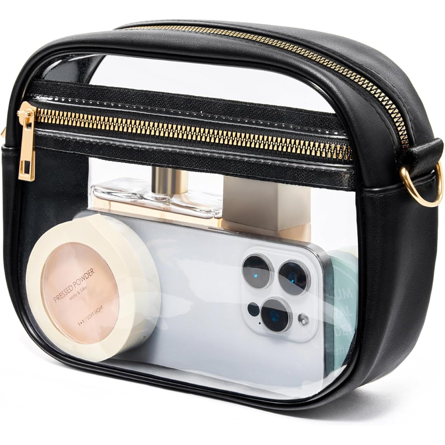 Fibrdoo Clear Bag Stadium Approved, Leather Clear Crossbody Purse Bag for Concerts Sports Events Festivals