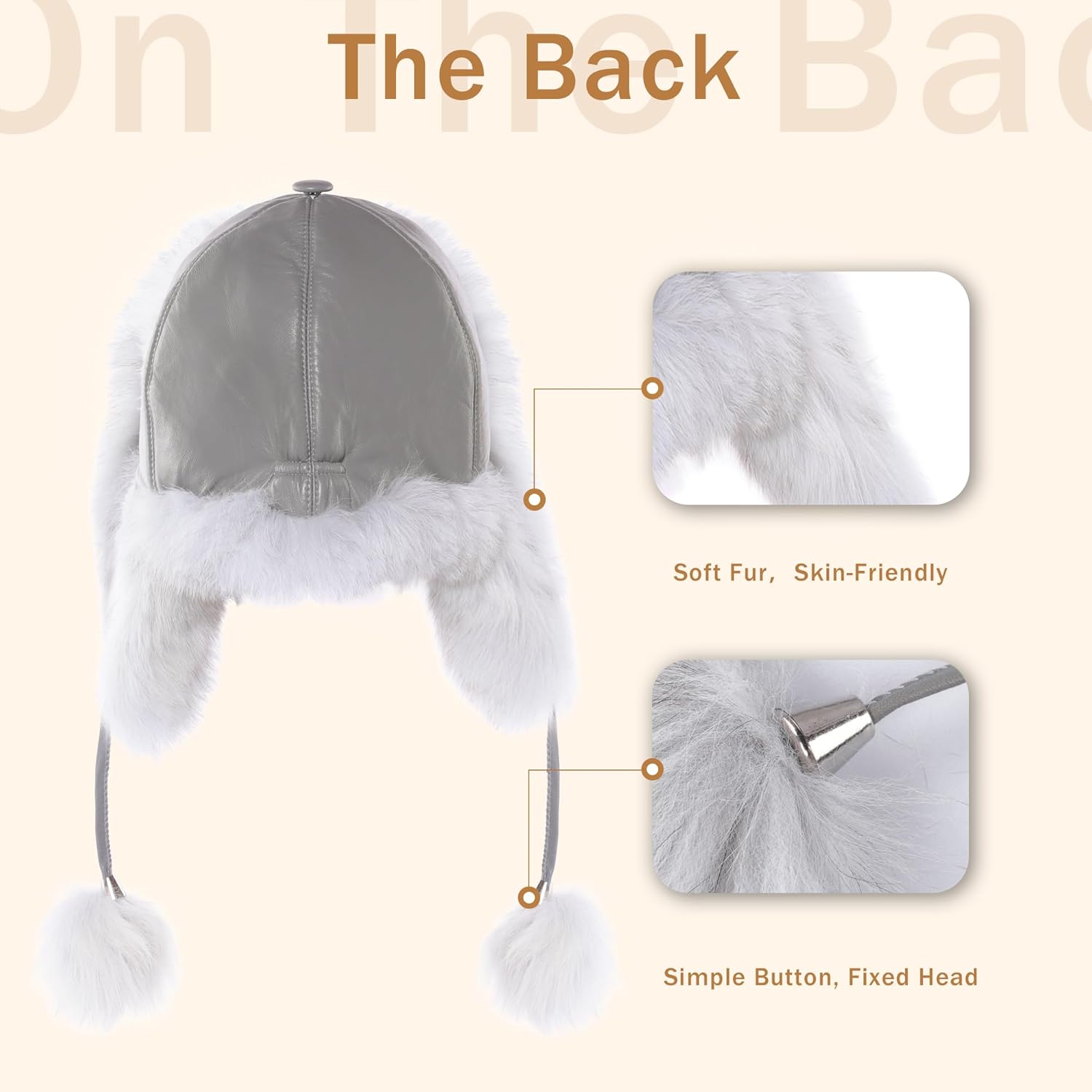 Women Real Fur Trapper Hat Sheepskin Leather Aviator Hat Ear Flaps Ushanka Hat Snow Hat with Pom Pom