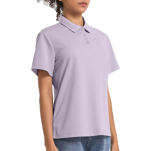 5 Pack Women's Polo Shirts Short Sleeve 3 Buttons Collared Uniform Tops Moisture-Wicking T-Shirts for Work & Casual