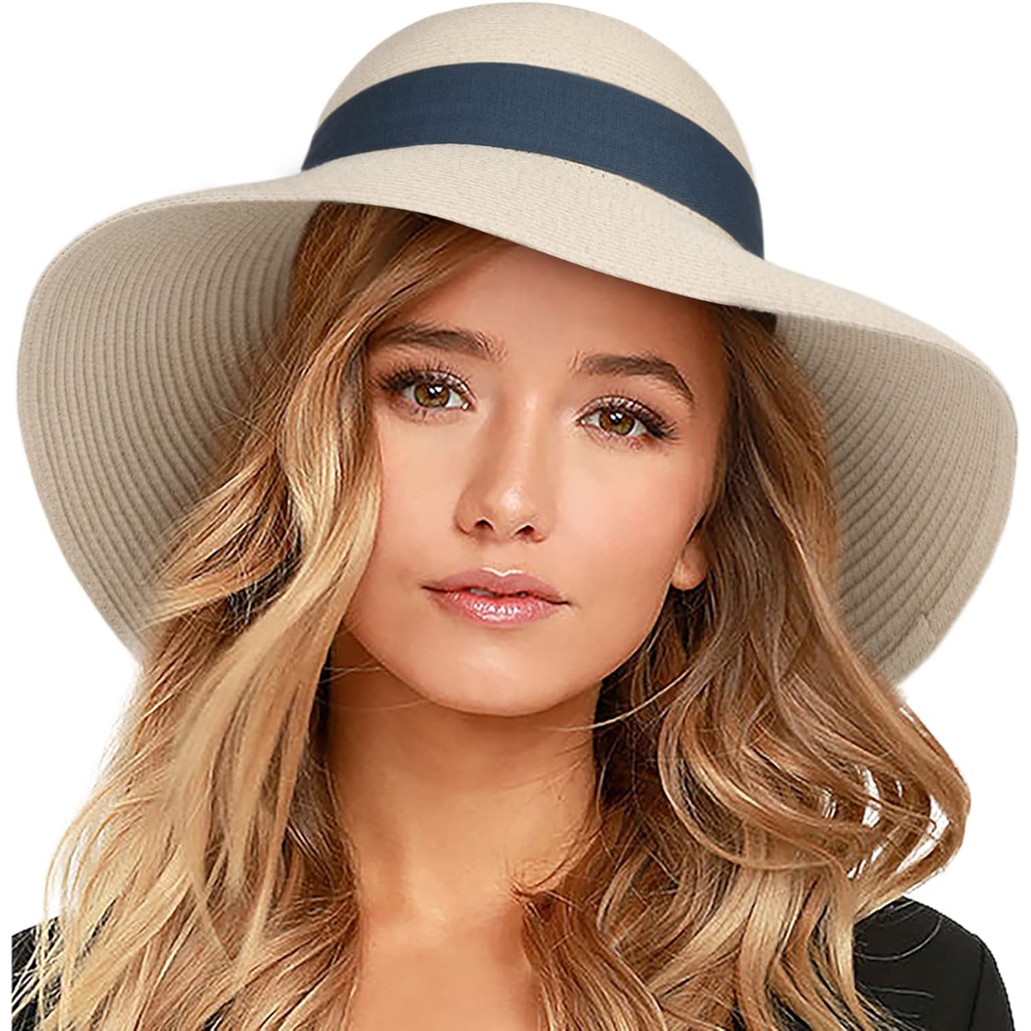 FURTALK Womens Beach Sun Straw Hat UV UPF 80+ Travel Foldable Brim Summer UV Hat
