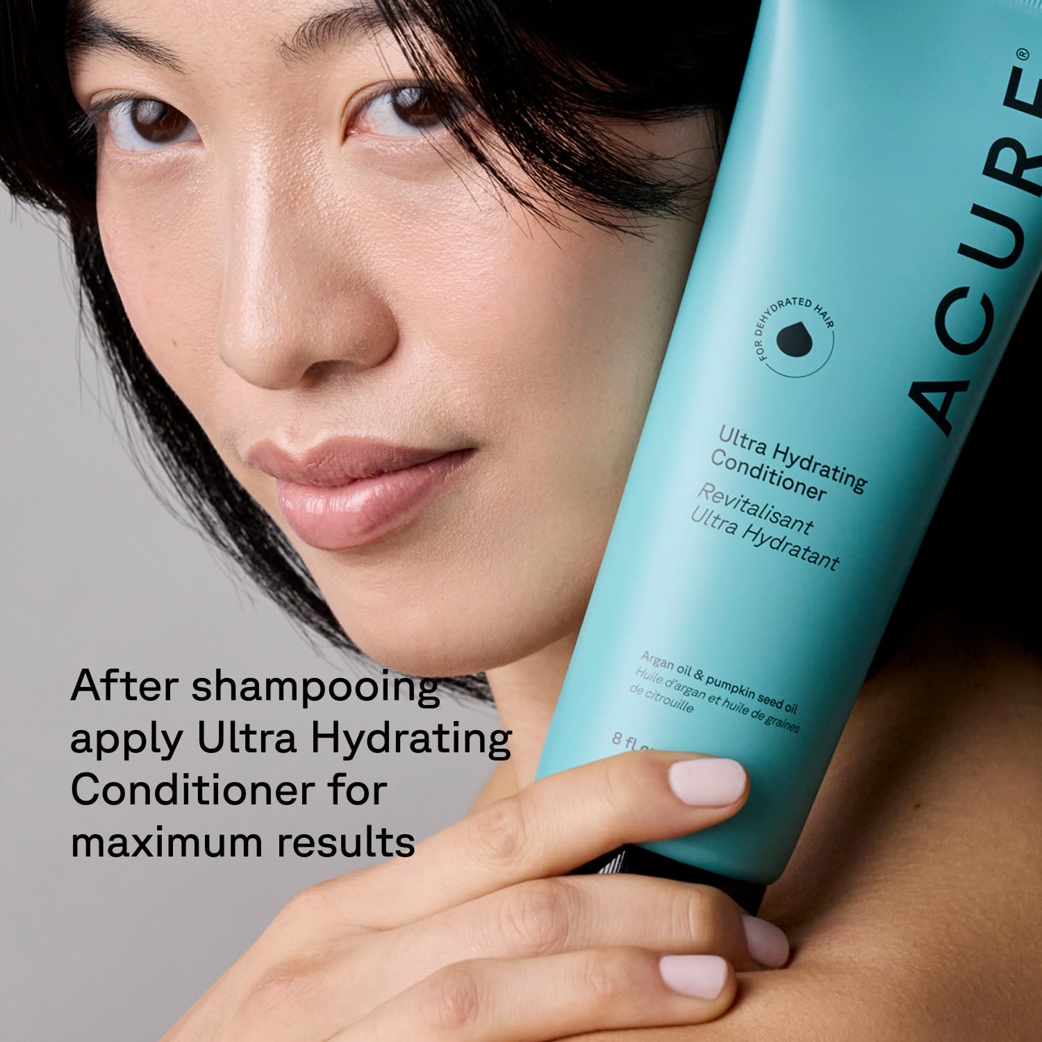 Acure Ultra Hydrating Shampoo And Conditioner Set - Moisturizing Set With Argan Oil For Women & Men With Dry, Damaged, Straight Or Curly Hair, 100% Vegan, Paraben Free, Sulfate Free - 8 Fl Oz (2 Pack)