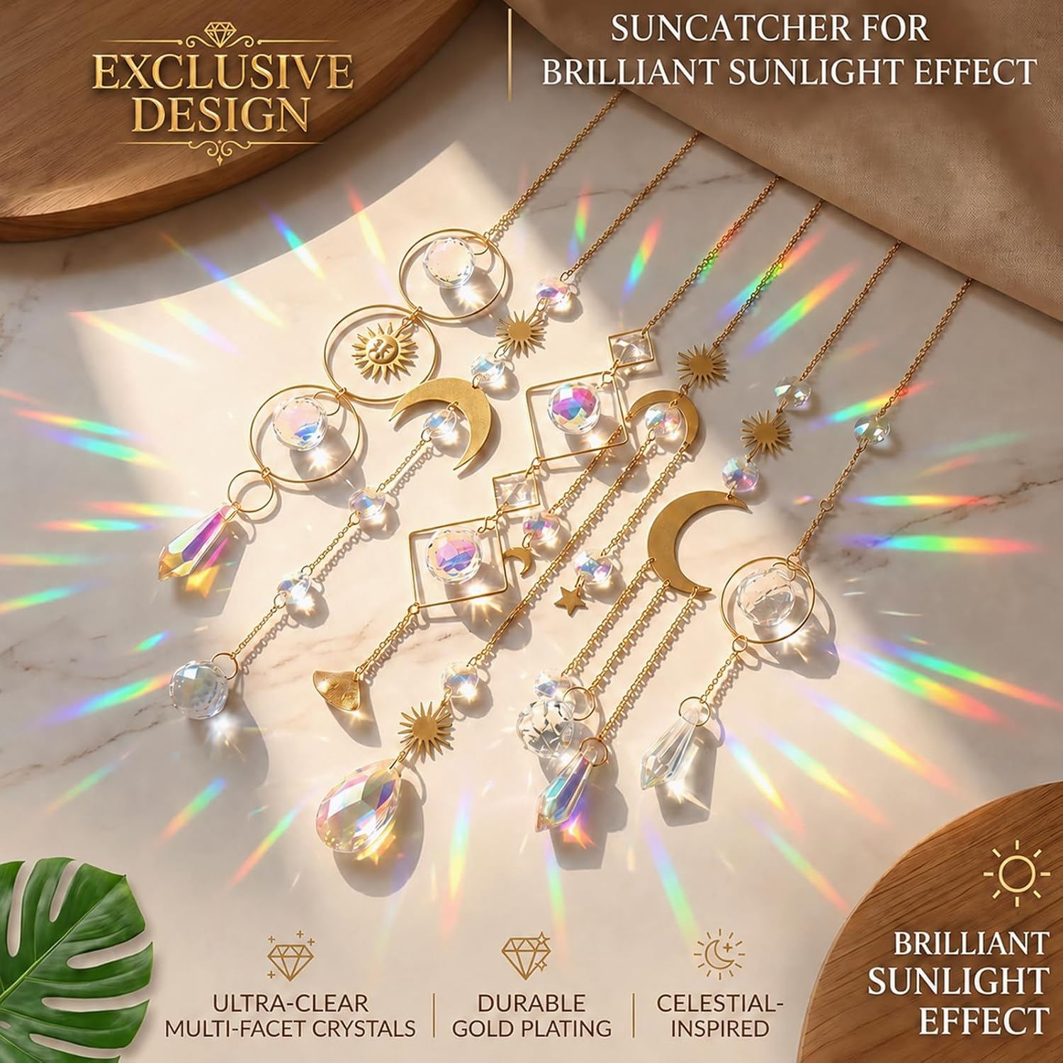 6Pieces Colorful Crystals Suncatcher Hanging Sun Catcher With Chain Pendant Ornament Crystal Balls For Window Home Garden Christmas Day Party Wedding Decoration