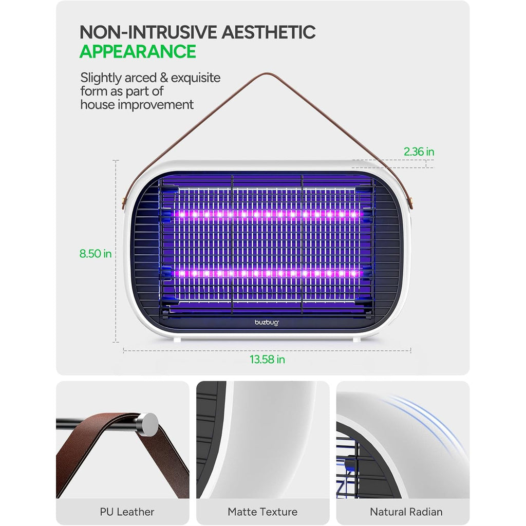 Buzbug Led Bug Zapper Indoor, 50000 H Long-Lasting Led, Energy Saving & Dual Band Attraction, High-Voltage Electric Mosquito Zapper, Fly Trap Mosquito Trap, Fly Killer -Ma015B