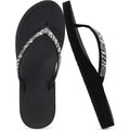 Kuailu Women'S Rhinestone Flip Flops With Comfort Arch Support Yoga Mat Cushion Sandals Fashion Summer Beach Travel Orthotic Walking Thong Sandles Slip On Plantar Fasciitis Indoor Outdoor Shoes