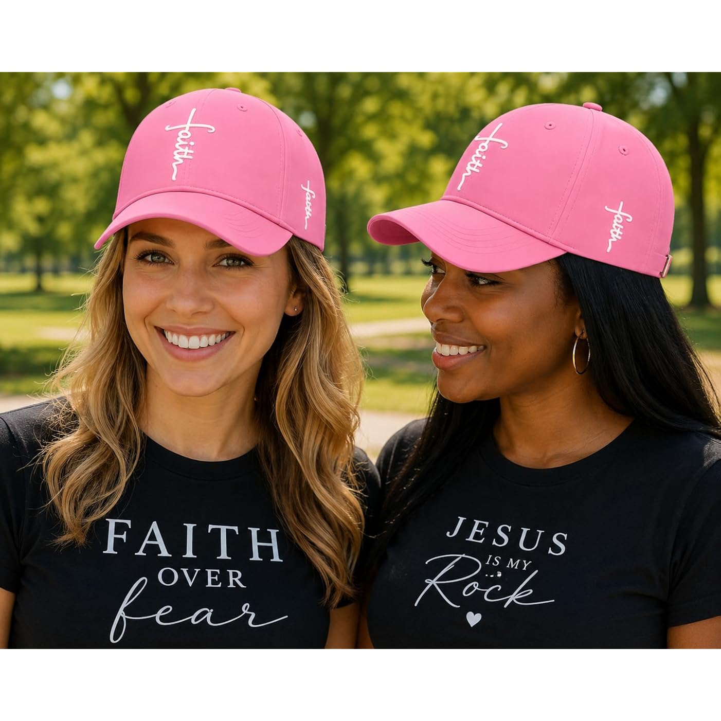 Christian Baseball Cap Embroidered Faith Cross Hat Adjustable Structured Front Panel Thick Raised Stitching