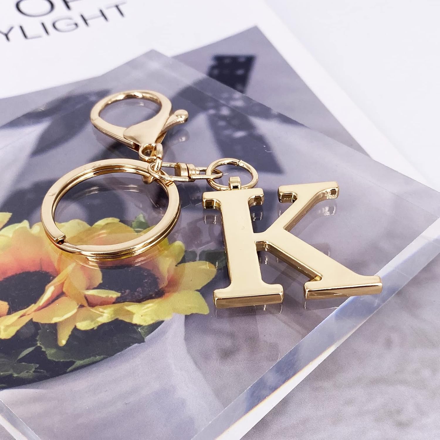 LAXPICOL Gold Letter A-Z Keychain for Women Bag Charms Purse Charms For Handbags Metal Alphabet Initial Letter Keychain