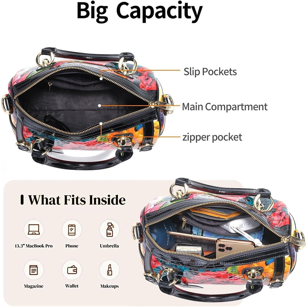 Medium Genuine Leather Shoulder Bags Purses Handbags for Women,Patent Leather Handbags,Leopard Print Crossbody Bags | Genuine Leather, Shoulder Bag, Handbags and Purses, Luxury Tote Bag, Crossbody Bags, Detachable Strap