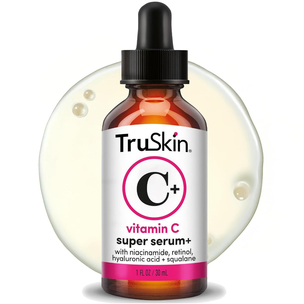 TruSkin Vitamin C Super Serum for Face - Five Skin Benefits in One Serum with Vitamin C, Retinol, Niacinamide, Hyaluronic Acid & Squalane - Brighten, Firm & Smooth the Look of Skin - 1 fl oz