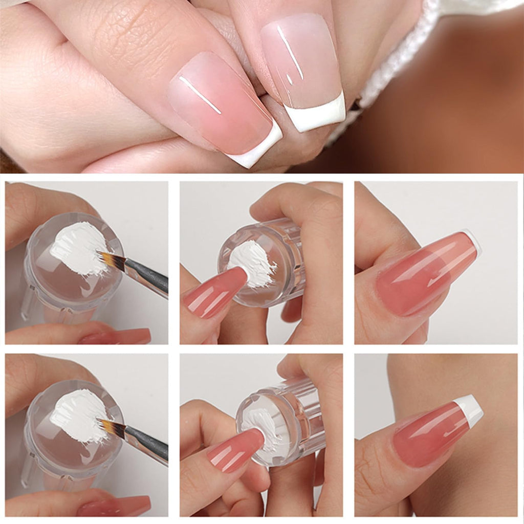 French Tip Nail Stamper Kit,Silicone Jelly Nail Art Stamper with Scraper, Reusable Tear-Resistant Nail Stamping Tool for Perfect French Manicure, DIY Home Salon Nail Art Tool