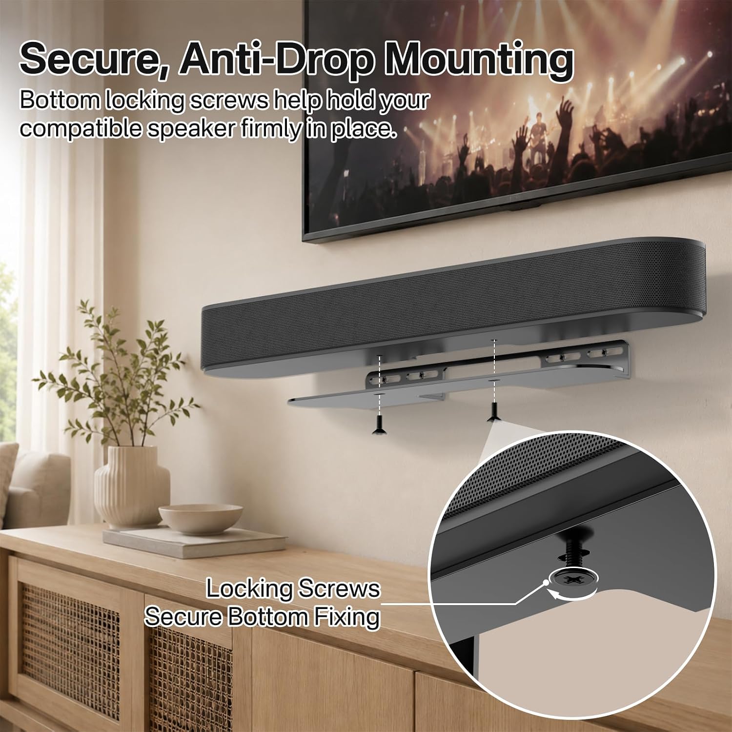 Notiela Soundbar Mount For Sonos Beam Wall Mount Black - Heavy Duty Wall Bracket Mount For Sonos Beam Gen 1 & Gen 2 Mounting Bracket For Space Saving