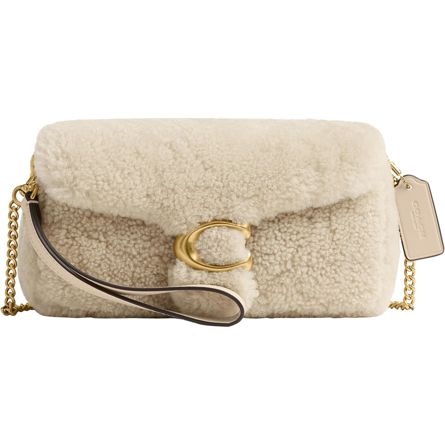 Coach Womens Tabby Chain Crossbody Bag 19 In Shearling Beige One Size