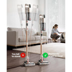 Cordless Vacuum Cleaner 550W 45Kpa, 50Mins Stick Vacuum Cordless Rechargeable With 90° Folding Tube, Adjustable Height, Anti-Tangle Brush, Wall-Mount, Handheld Vacuum Cleaner For Home/Pet Hair/Floors