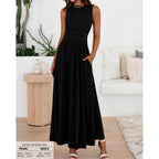 Btfbm Summer Maxi Dresses For Women 2026 Spring Sleeveless Casual Ruched High Waisted Long Sundress Flowy Beach Dress