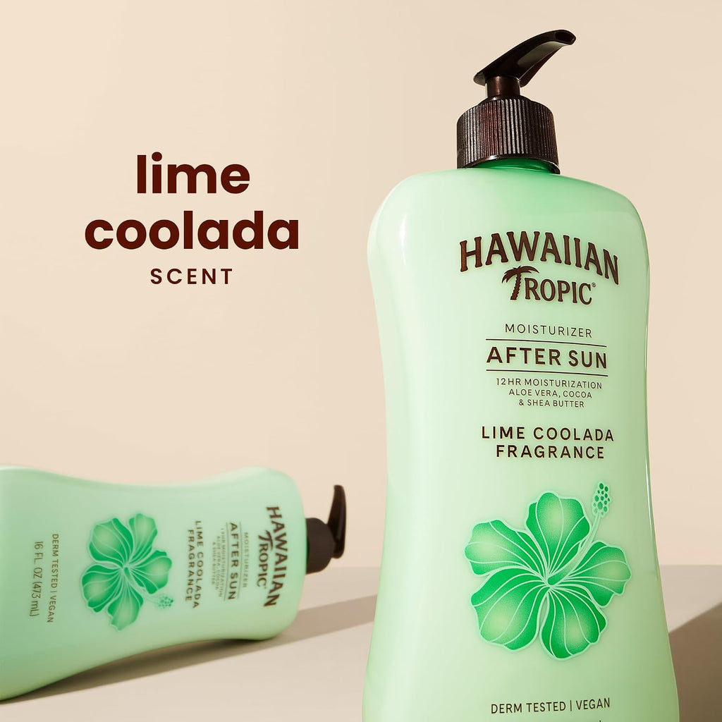 Hawaiian Tropic Lime Coolada After Sun Lotion | After Sun Care, Skin Care, Daily Moisturizing Lotion With Aloe, Cocoa Butter & Shea Butter, 16 Fl Oz Each Twin Pack