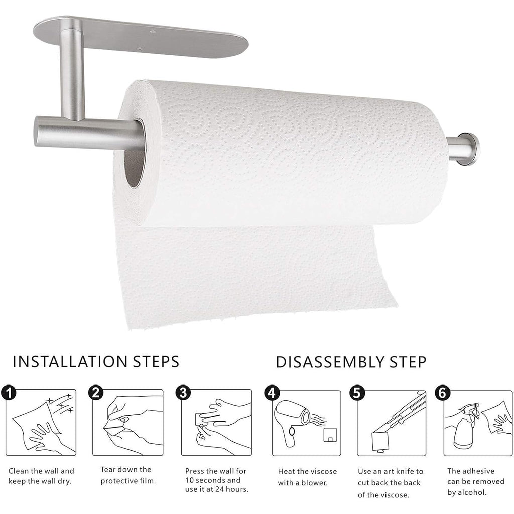 Paper Towel Holders for Kitchen,Paper Towels Bulk- Self-Adhesive Under Cabinet,Both Available in Adhesive and Screws,Stainless Steel