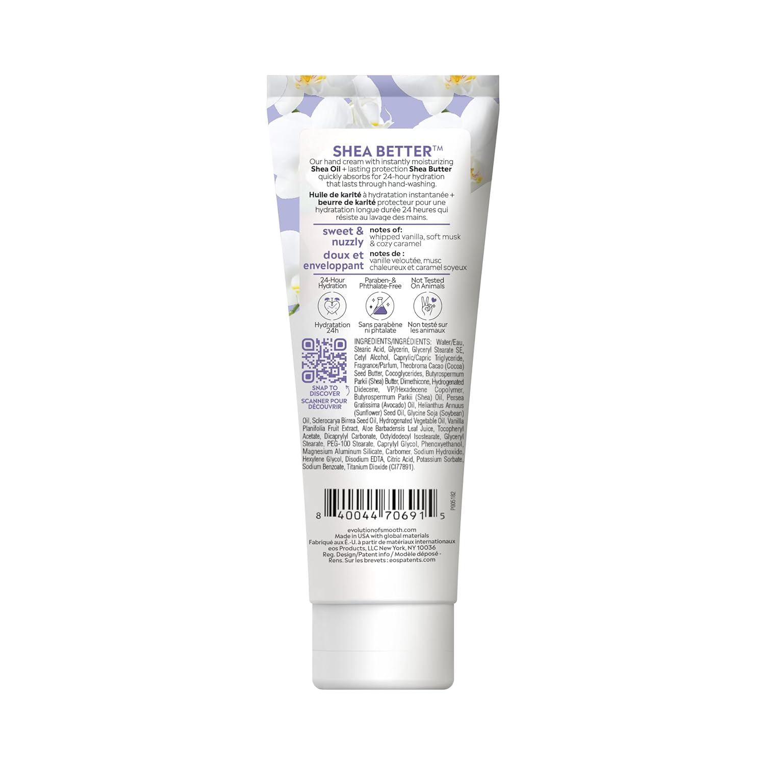 eos Shea Better Hand Cream - Vanilla Cashmere Hand Lotion | Instant Hydration + Lasting Protection | 2.5 oz