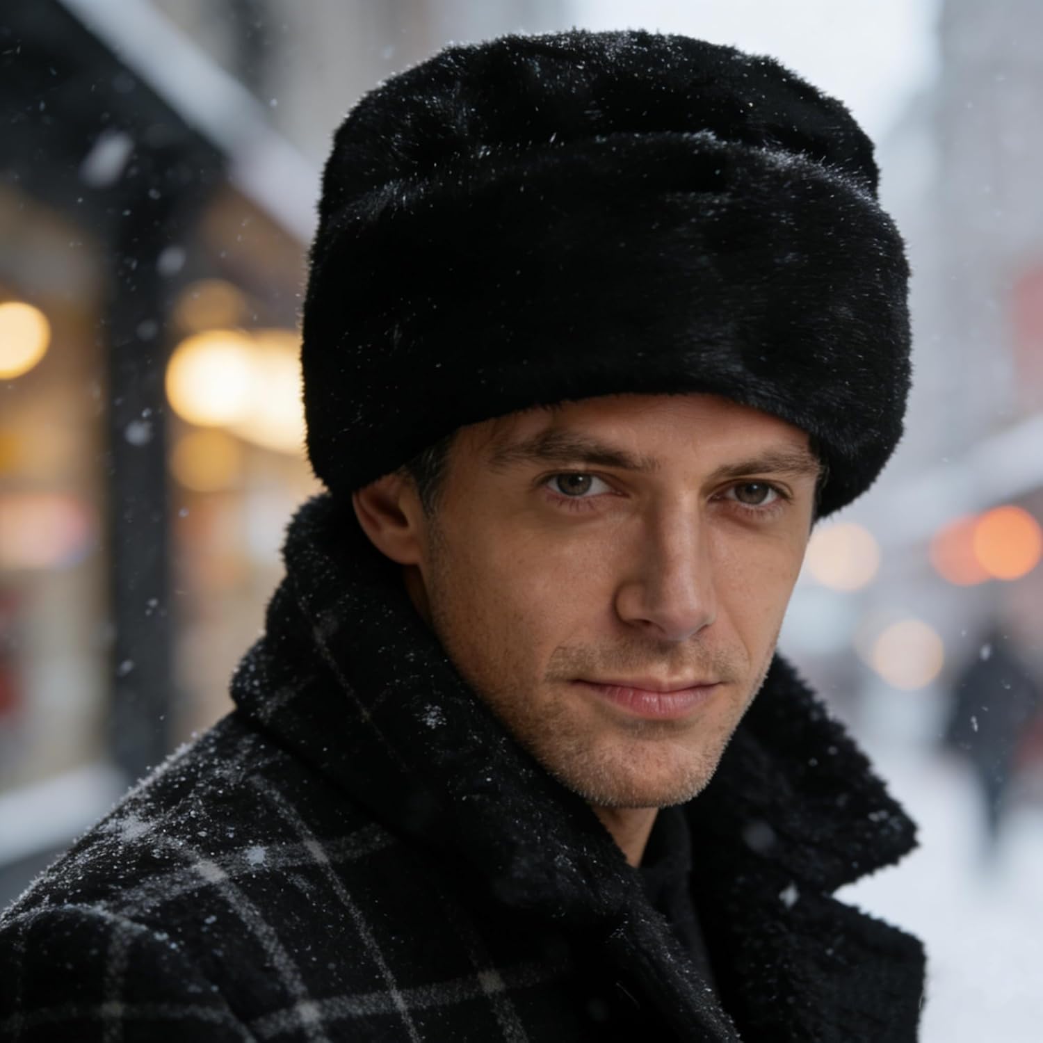 Winter Faux Fur Trapper Hat Men Women Russian Warm Ushanka Hat Windproof Furry Trooper Dad Hat Ski Snow Cap Outdoor Hunting