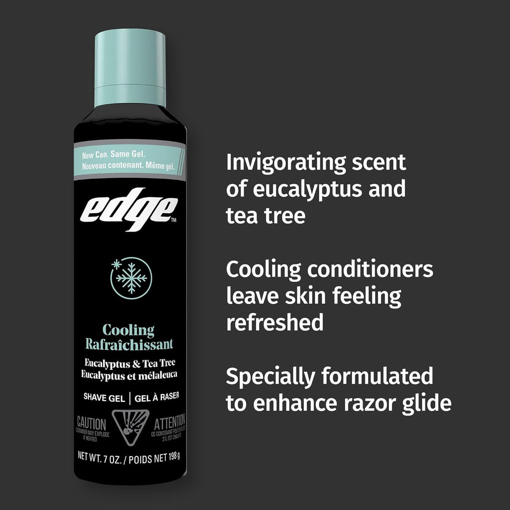Edge Shave Gel for Men, Cooling Eucalyptus & Tea Tree, 7oz (3 Pack) - Shaving Gel For Men That Moisturizes, Protects and Soothes To Help Reduce Skin Irritation (Packaging May Vary)