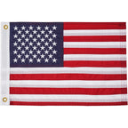 Syii American Flag 12X18 Inches, Embroidery 50 Stars Ensign Nautical Us Boat Flags With 2 Brass Grommets, Heavy Duty Nylon Outdoor Banner For Marine Yacht Utv
