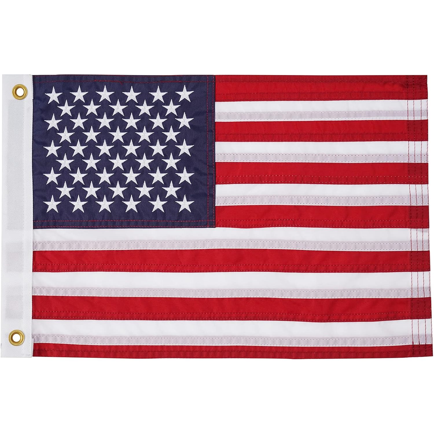 Syii American Flag 12X18 Inches, Embroidery 50 Stars Ensign Nautical Us Boat Flags With 2 Brass Grommets, Heavy Duty Nylon Outdoor Banner For Marine Yacht Utv